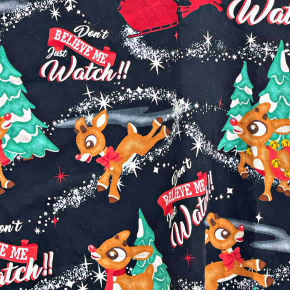 Rudolph the Red Nose Reindeer Don't Believe Me Just Watch Christmas Scrub Top XL - Picture 1 of 5